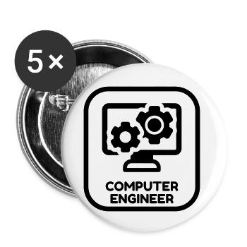 Computer Engineer Informatiker Informaticien - Buttons small 1''/25 mm (5-pack) - white - Front