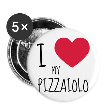pizza / pizzaiolo / chef / italie / pizzaiola - Lot de 5 petits badges (25 mm) - blanc - Devant