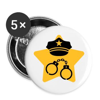 Police Officer Policeman Cop Policier Polizei - Buttons small 1''/25 mm (5-pack) - white - Front