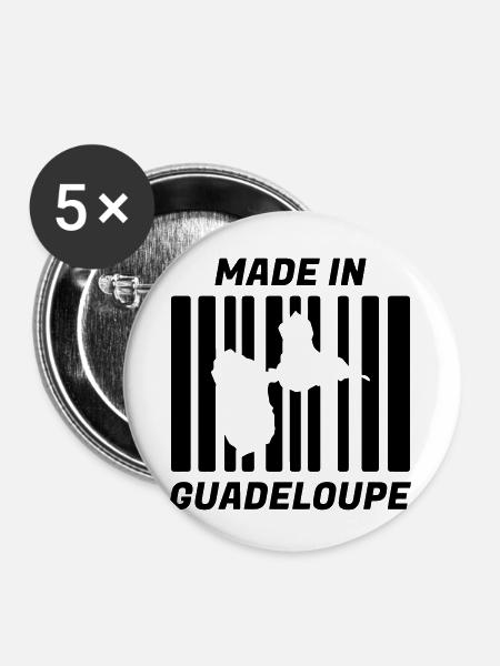 Guadeloupe / 971 / Meer / Frankreich - Buttons klein 25 mm (5er Pack) - Weiß
