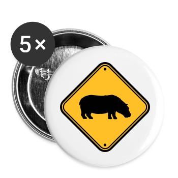 Attention hippo shield - Buttons small 1''/25 mm (5-pack) - white - Front
