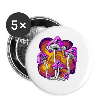 Psilocybin Magic Mushrooms Psychedelic Eyes - Buttons small 1''/25 mm (5-pack) - white - Front