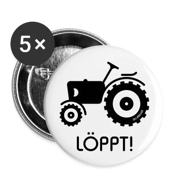 Löppt! (Trecker / Traktor / Plattdeutsch / Platt) - Buttons klein 25 mm (5er Pack) - Weiß - Vorne