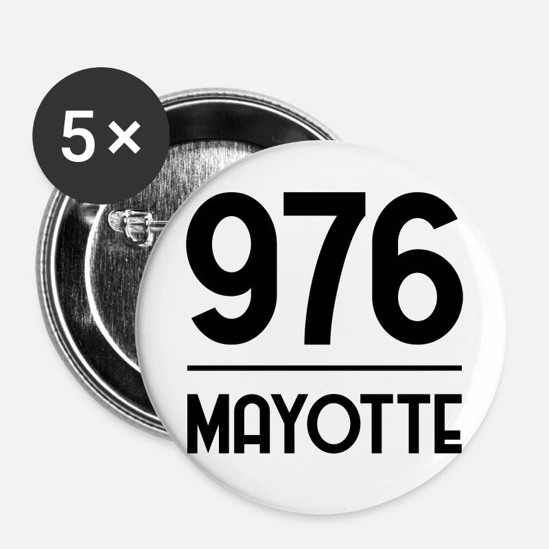 Mayotte / 976 / Comores / Maoré - Buttons small 1''/25 mm (5-pack) - white