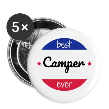 Camping / Camper / Campeur / Camp / Scout - Buttons small 1''/25 mm (5-pack) - white - Front
