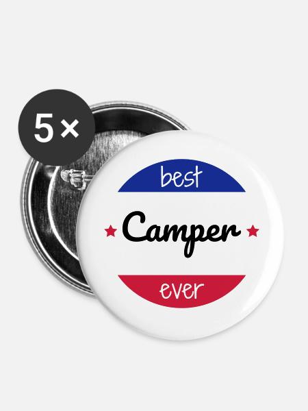 Campingplatz / Camper / Camping / Camp - Buttons klein 25 mm (5er Pack) - Weiß