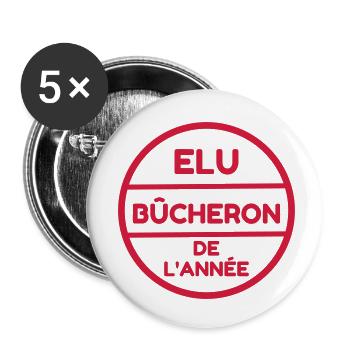 bûcheron / forêt / arbre / bois - Lot de 5 petits badges (25 mm) - blanc - Devant