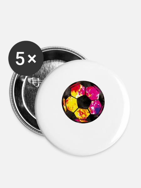 fussball farben - Buttons klein 25 mm (5er Pack) - Weiß
