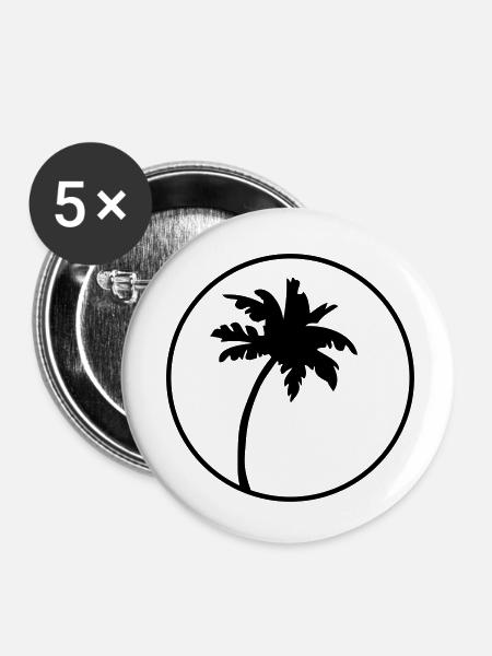 palme - Buttons klein 25 mm (5er Pack) - Weiß