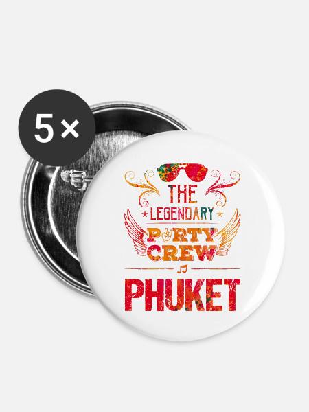 phuket party crew - Buttons klein 25 mm (5er Pack) - Weiß
