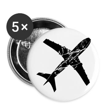 gratter les larmes timbre haut en bas avion voler - Lot de 5 petits badges (25 mm) - blanc - Devant