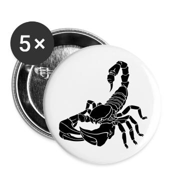 stilisierter Skorpion - Buttons klein 25 mm (5er Pack) - Weiß - Vorne