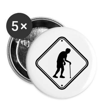 Caution retirement home sign - Buttons small 1''/25 mm (5-pack) - white - Front