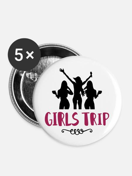 girls trip - Buttons klein 25 mm (5er Pack) - Weiß