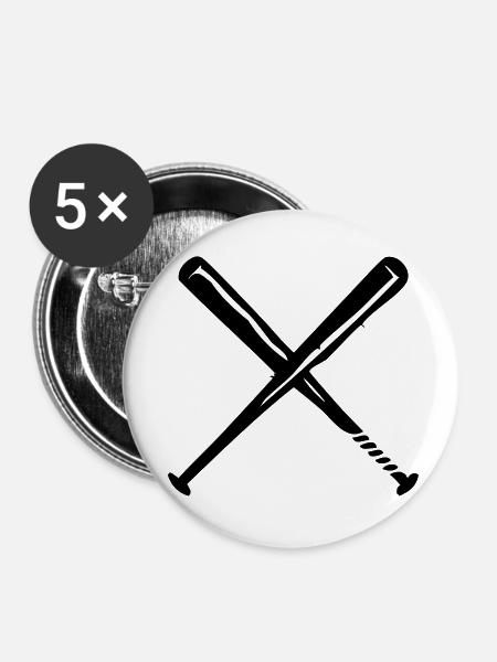 baseballschlaeger - Buttons klein 25 mm (5er Pack) - Weiß