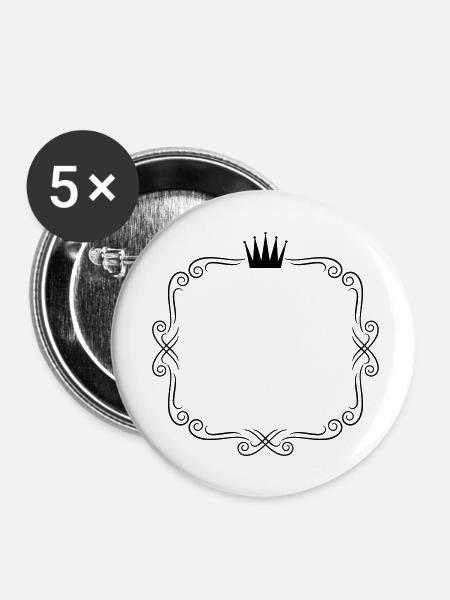 rahmen ornamente krone - Buttons klein 25 mm (5er Pack) - Weiß