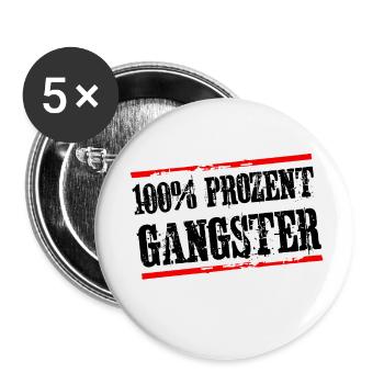 gangster 100 prozent - Buttons klein 25 mm (5er Pack) - Weiß - Vorne