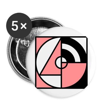 Geometrie Quadrat - Buttons klein 25 mm (5er Pack) - Weiß - Vorne
