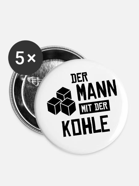 shisha mann mit kohle - Buttons klein 25 mm (5er Pack) - Weiß