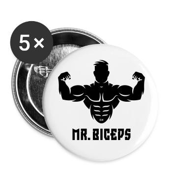 Mr. Biceps (Culturisme / Drôle / Muscles) - Lot de 5 petits badges (25 mm) - blanc - Devant