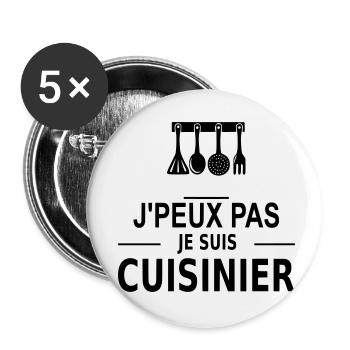 j'peux pas je suis cuisinier - Buttons klein 25 mm (5er Pack) - Weiß - Vorne