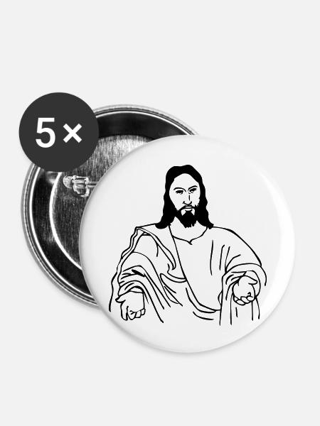 jesus - Buttons klein 25 mm (5er Pack) - Weiß