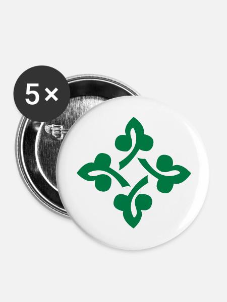 Kleeblätter - Buttons klein 25 mm (5er Pack) - Weiß