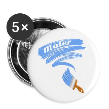 Maler Motiv Pinsel - Buttons klein 25 mm (5er Pack) - Weiß - Vorne