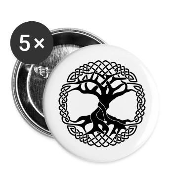 Yggdrasil arbre de vie viking - Lot de 5 petits badges (25 mm) - blanc - Devant