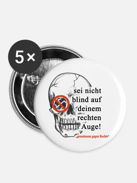 "gemeinsam gegen rechts" - Buttons klein 25 mm (5er Pack) - Weiß