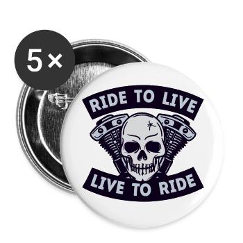 Déclaration de motard moto crâne motos - Lot de 5 petits badges (25 mm) - blanc - Devant