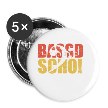 Bassist Geschenk BASSD SCHO Bassisten Geschenkidee - Buttons klein 25 mm (5er Pack) - Weiß - Vorne