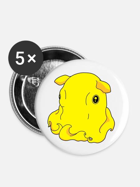 Umbrella elephant octopus - Buttons small 1''/25 mm (5-pack) - white