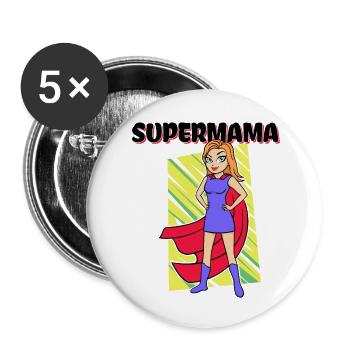 Supermama Beste Mutter Muttertag Statement Mama - Buttons klein 25 mm (5er Pack) - Weiß - Vorne