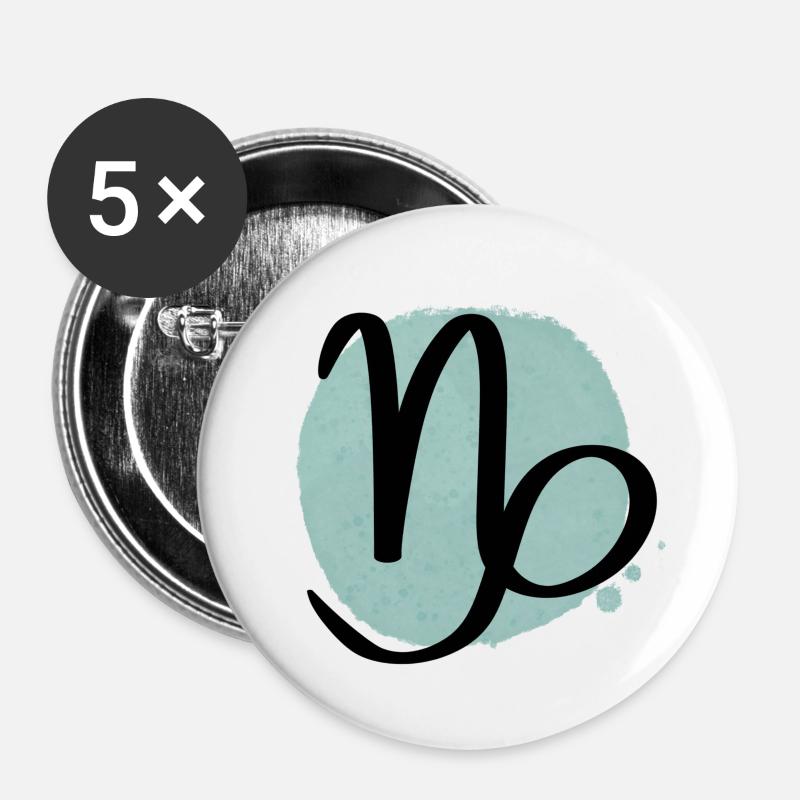 Sternzeichen Steinbock - Buttons klein 25 mm (5er Pack) - Weiß