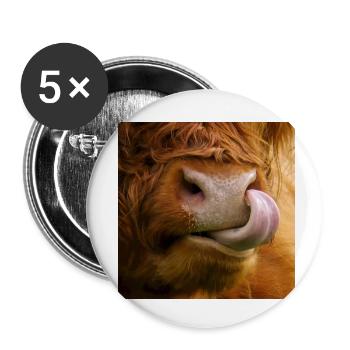 Protège-dents | Une vache avec une langue dehors | - Lot de 5 petits badges (25 mm) - blanc - Devant