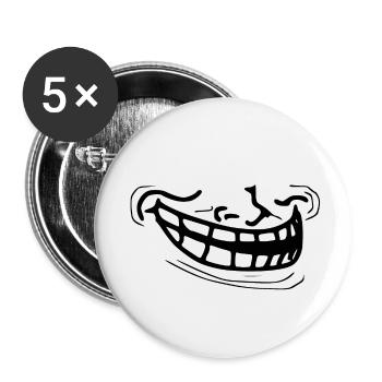 Lustige Trollface Meme Maske Grinsend - Buttons klein 25 mm (5er Pack) - Weiß - Vorne