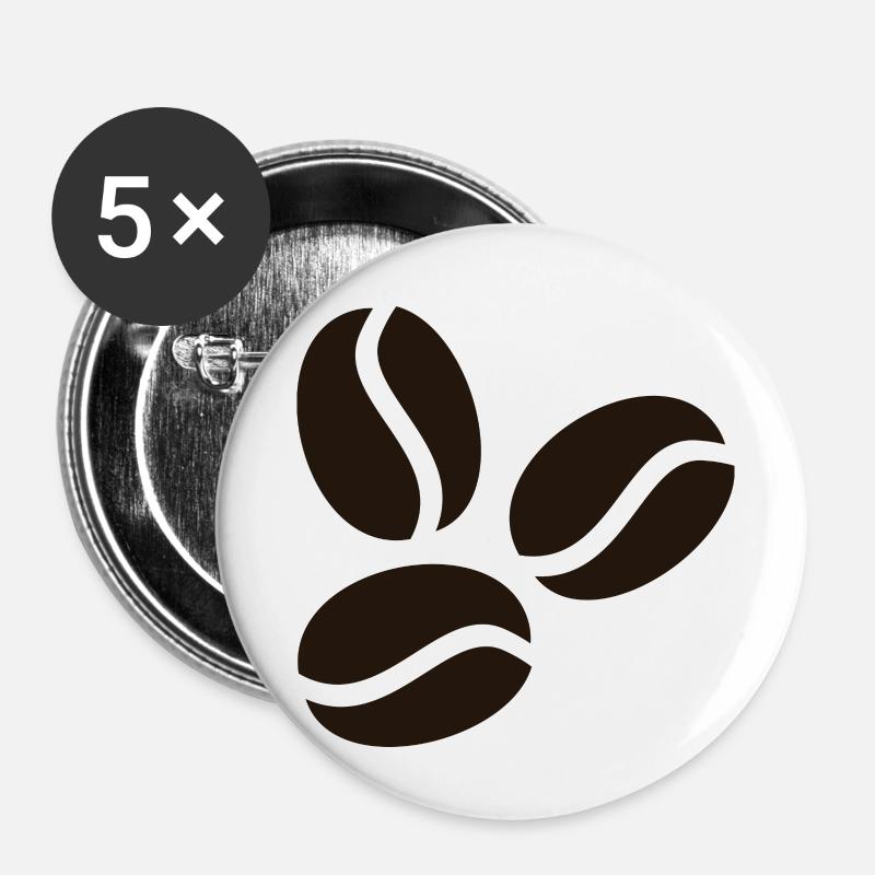 Grain de café - Lot de 5 petits badges (25 mm) - blanc