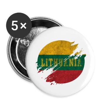 Lithuania County - Buttons small 1''/25 mm (5-pack) - white - Front