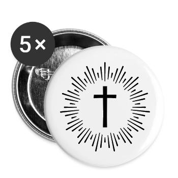 Jésus Croix Église enfant de chœur - Lot de 5 petits badges (25 mm) - blanc - Devant