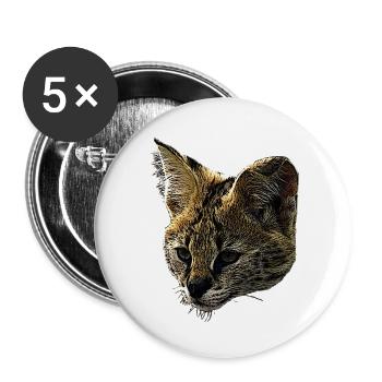 Serval Leinwand, raubkatzen, wildtier designs - Buttons klein 25 mm (5er Pack) - Weiß - Vorne