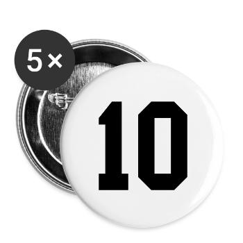 Design numéroté 10 – Style Sportif Block - Lot de 5 petits badges (25 mm) - blanc - Devant