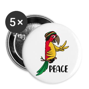 Parrot Jamaica Reggae Reggae Music Love Peace - Lot de 5 petits badges (25 mm) - blanc - Devant