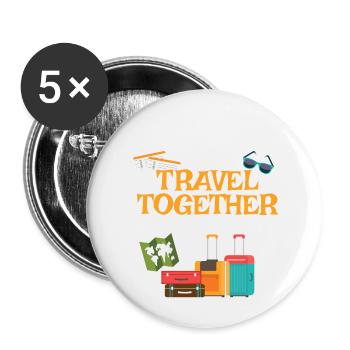 Travel Friends - Urlaub Weltreise Reise Flugzeug - Buttons klein 25 mm (5er Pack) - Weiß - Vorne