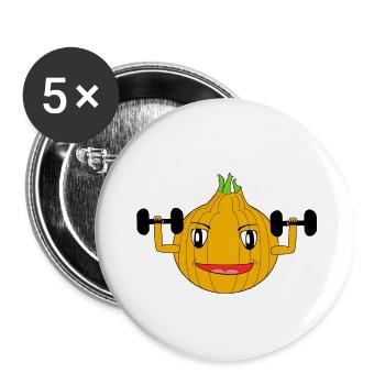 Haltérophile à l'oignon - Lot de 5 petits badges (25 mm) - blanc - Devant