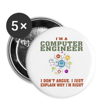 Bestseller Computer Engineer T-Shirt, ruhig bleiben - Buttons klein 25 mm (5er Pack) - Weiß - Vorne
