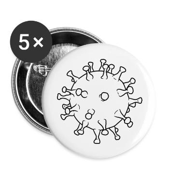 Corona Virus Covid - Buttons small 1''/25 mm (5-pack) - white - Front