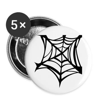 Spinnennetz schwarz / black spider web / Halloween - Buttons klein 25 mm (5er Pack) - Weiß - Vorne