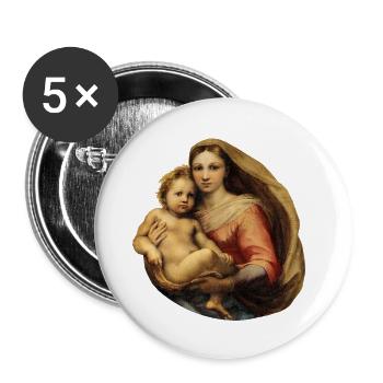Sistine Madonna | Sixtinische Madonna | Raffael - Buttons klein 25 mm (5er Pack) - Weiß - Vorne