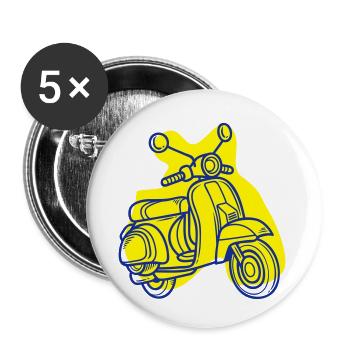 Retro Motorrad in bunten Farben - Buttons klein 25 mm (5er Pack) - Weiß - Vorne